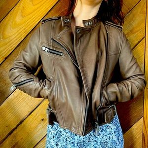 Vintage All Saints Leather Jacket Brown